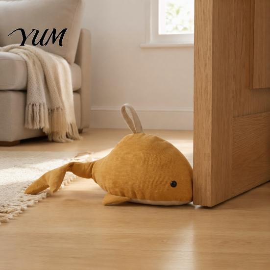 Anti-collision Door Stopper Sand Filling Weighted Whale Doorstop, Plush Sea Animal Decorative Doorstop Stopper, Heavy Duty Fabric for Home Bedroom
