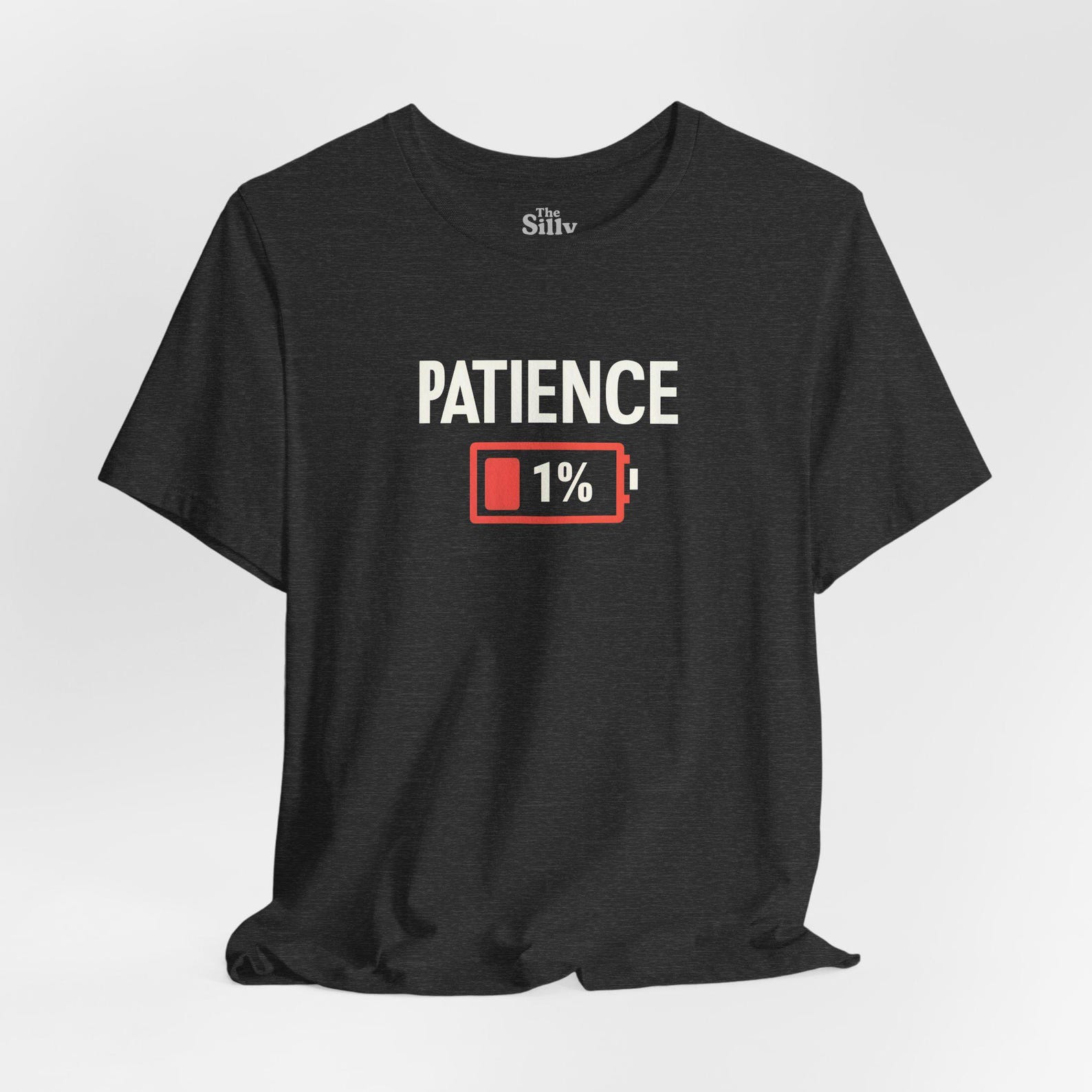 Patience 1% T-Shirt, Funny Low Battery Graphic Tee S