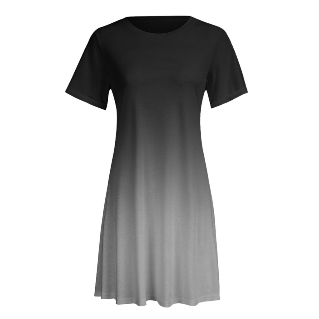 Fashion Women Casual Short Sleeve  Solid Ladies Loose  Dress