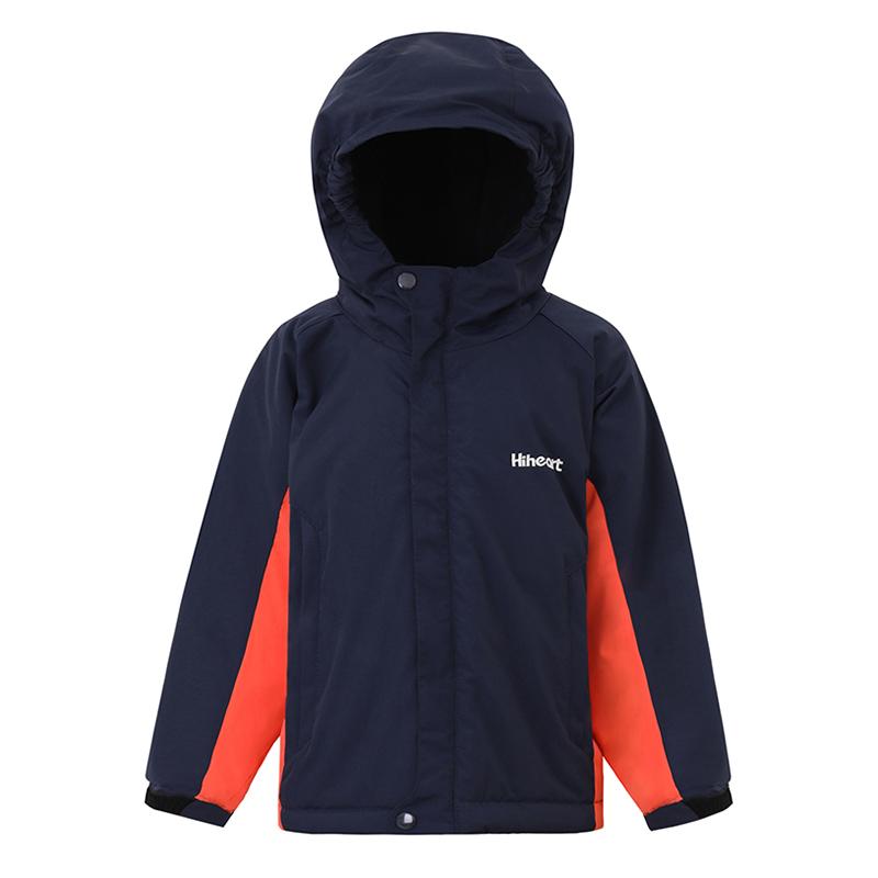 Gutter Skijakke Høst bomull Polstret jakke Hette Vanntett Vindtett Barn Vinter Varm Frakk Fleece Snowboard