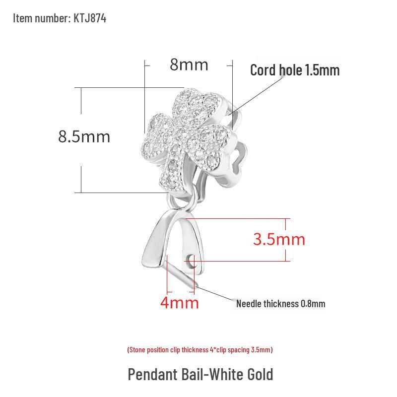 

Four-Leaf Clover S925 Sterling Silver Jade Pendant Clip: Guanyin Buddha Head Necklace Accessory