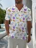 Men'S Short-Sleeve Polo Shirt with Flat Digital Print Pattern - Textured-Free - Colorful Wine Glass Design Print, Stylish And Easy Short Sleeves,