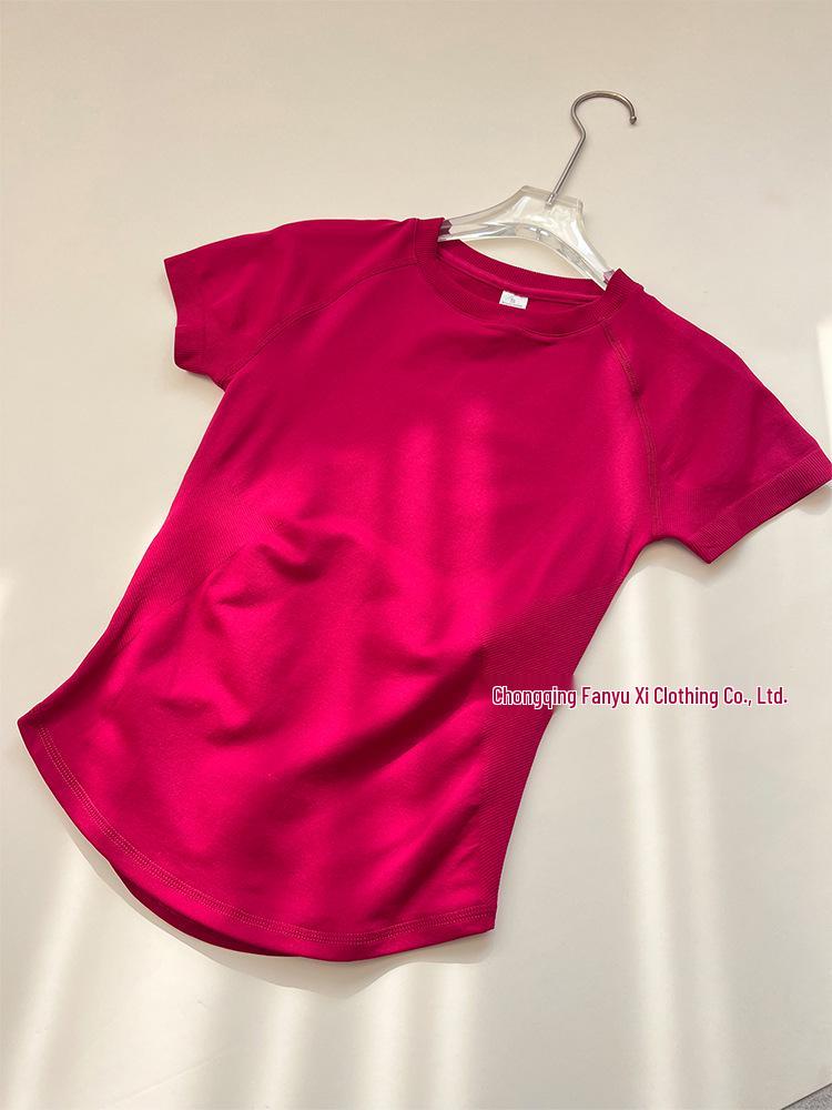 DFYNE Damen nahtloses hoch elastisches feuchtigkeitsableitendes kurzärmeliges Sport-T-Shirt