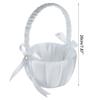 White Flower Girl Basket Bowknot Satin Cloth Baskets with Bowknots and Pearls Decor for Wedding Ceremony Party