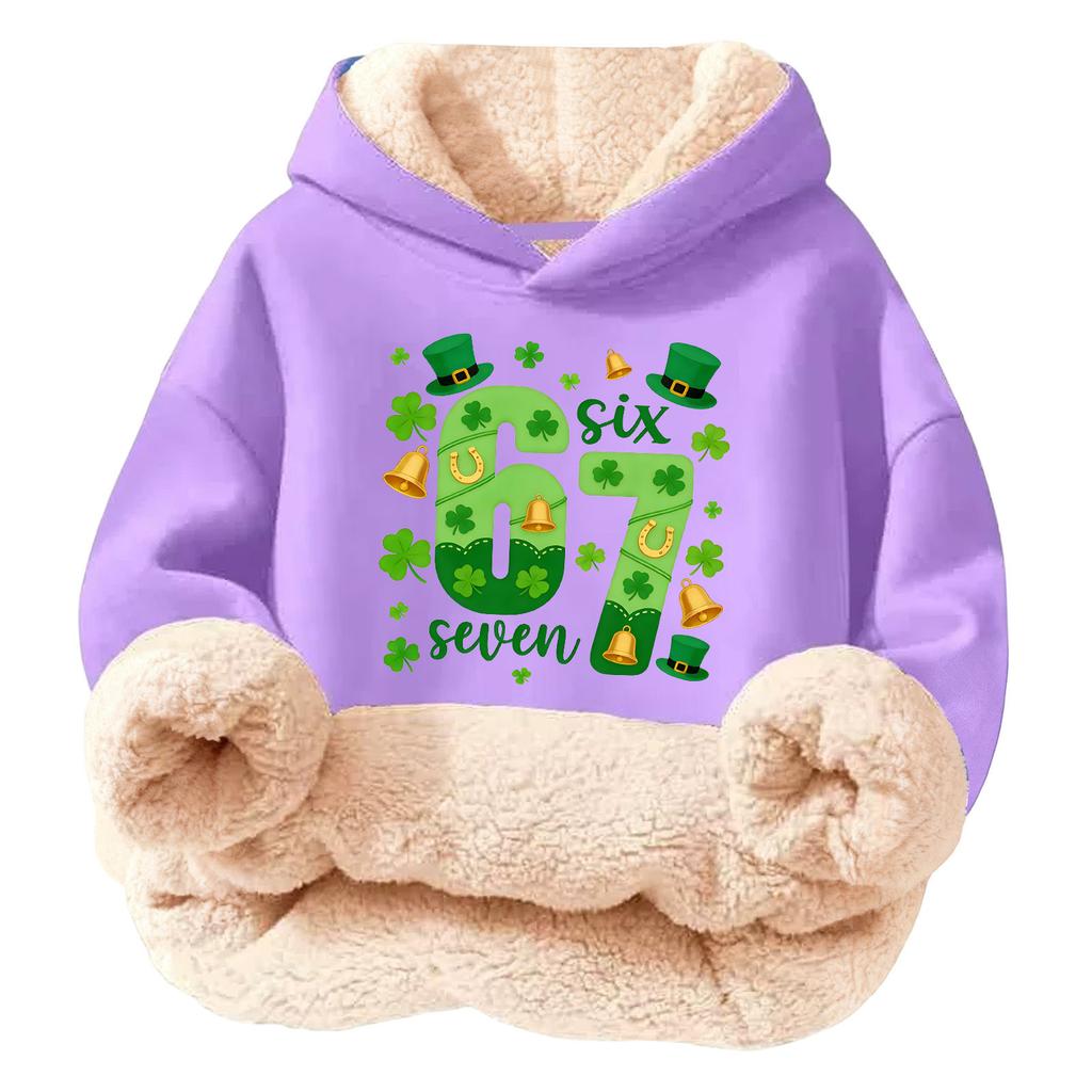 Children's Fashionable Printing Casual Fleece Hooded Loose Fit Hoodie Without Pockets