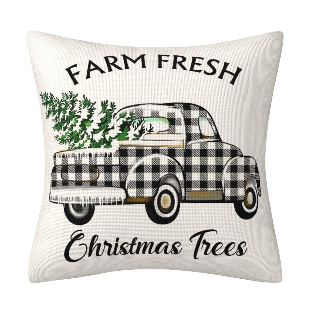 Christmas Black and White Plaid Linen Pillow Case Decoration Sofa Cushion Household Supplies Pillow Case