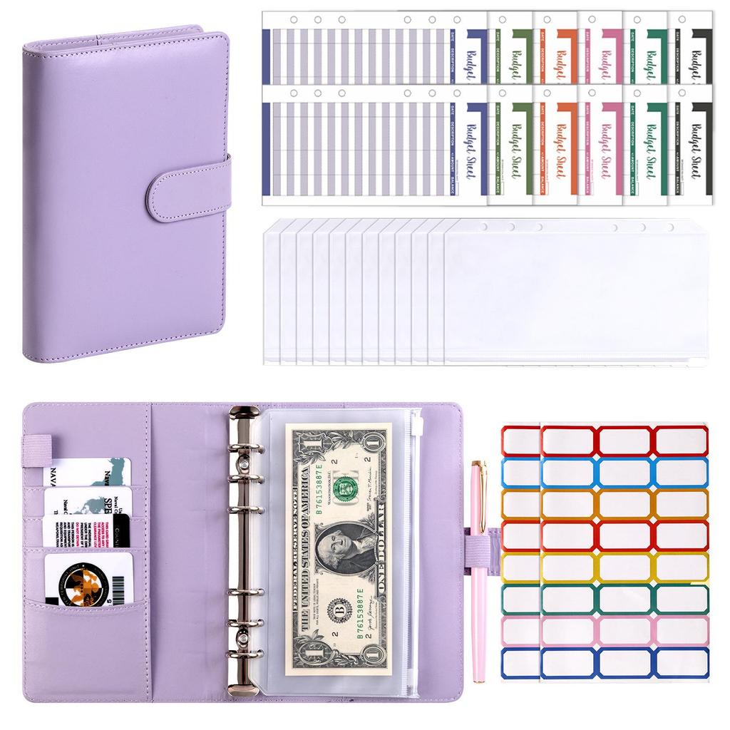 Macaron A6 PU Leather Binder & Cash Budget Notebook