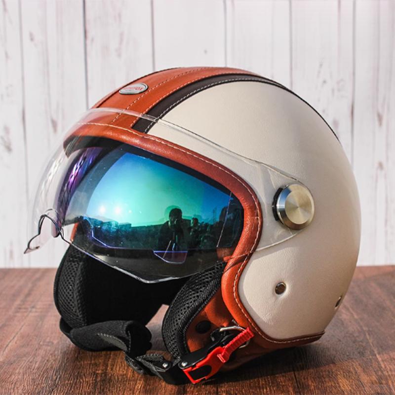 Newest Retro Motorbike Helmets DOT 3/4 Open Face Motorcycle Vintage Chopper Bike Cascos Scooter Capacete De Moto