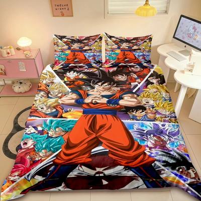 Funda Nórdica Japonesa para Adolescentes D-Dragon-Ball Juego de Ropa de Cama Anime Super Saiyan Funda de Colcha Son Goku Juego de Fundas para Colcha para Dormitorio