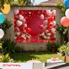 2D Rotes Liebesthema mit Herzballons und Rosen Thematischer Hintergrund