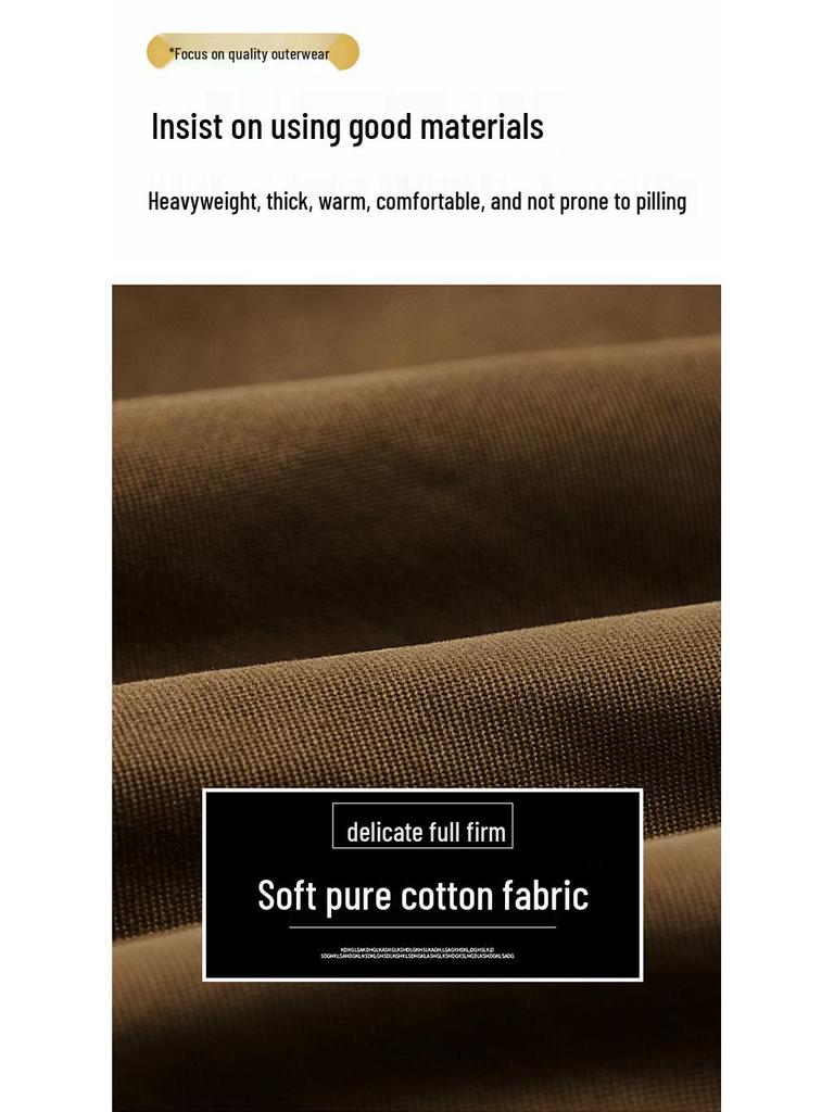 2025 Men's Fleece-Lined Warm Jacket with Detachable Fur Collar - Wear-Resistant Cotton Coat for Autumn/Winter