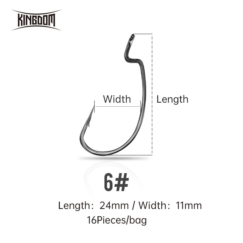 Kingdom Crank Fishhooks High Carbon Steel Wide Super Lock Fishing Hook 2/0# 1/0# 1# 2# 4# 6# Barbed Hooks