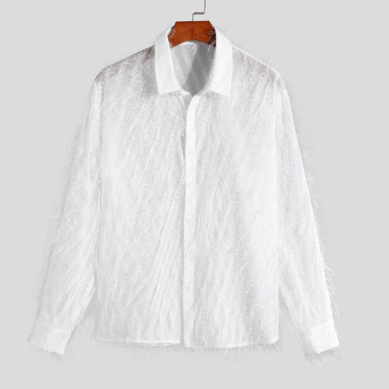 

INCERUN Весенние мужские прозрачные топы с полыми кисточками 2XL белый