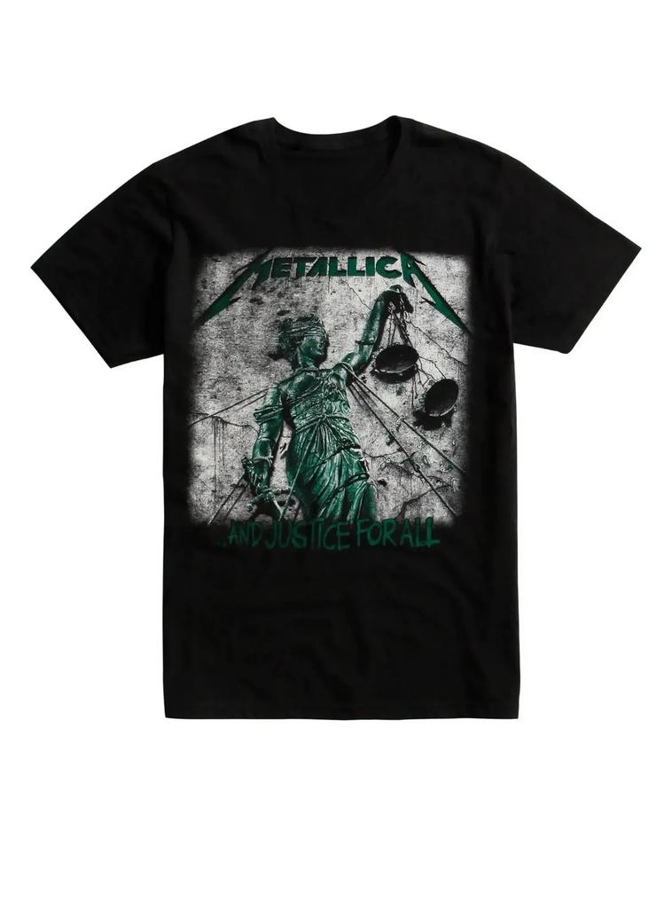 Metallica "...And Justice for All" Lady Justice Graphic T-Shirt, Unisex Thrash Metal Fan Streetwear Tee, 100% Cotton Casual Short Sleeve Top
