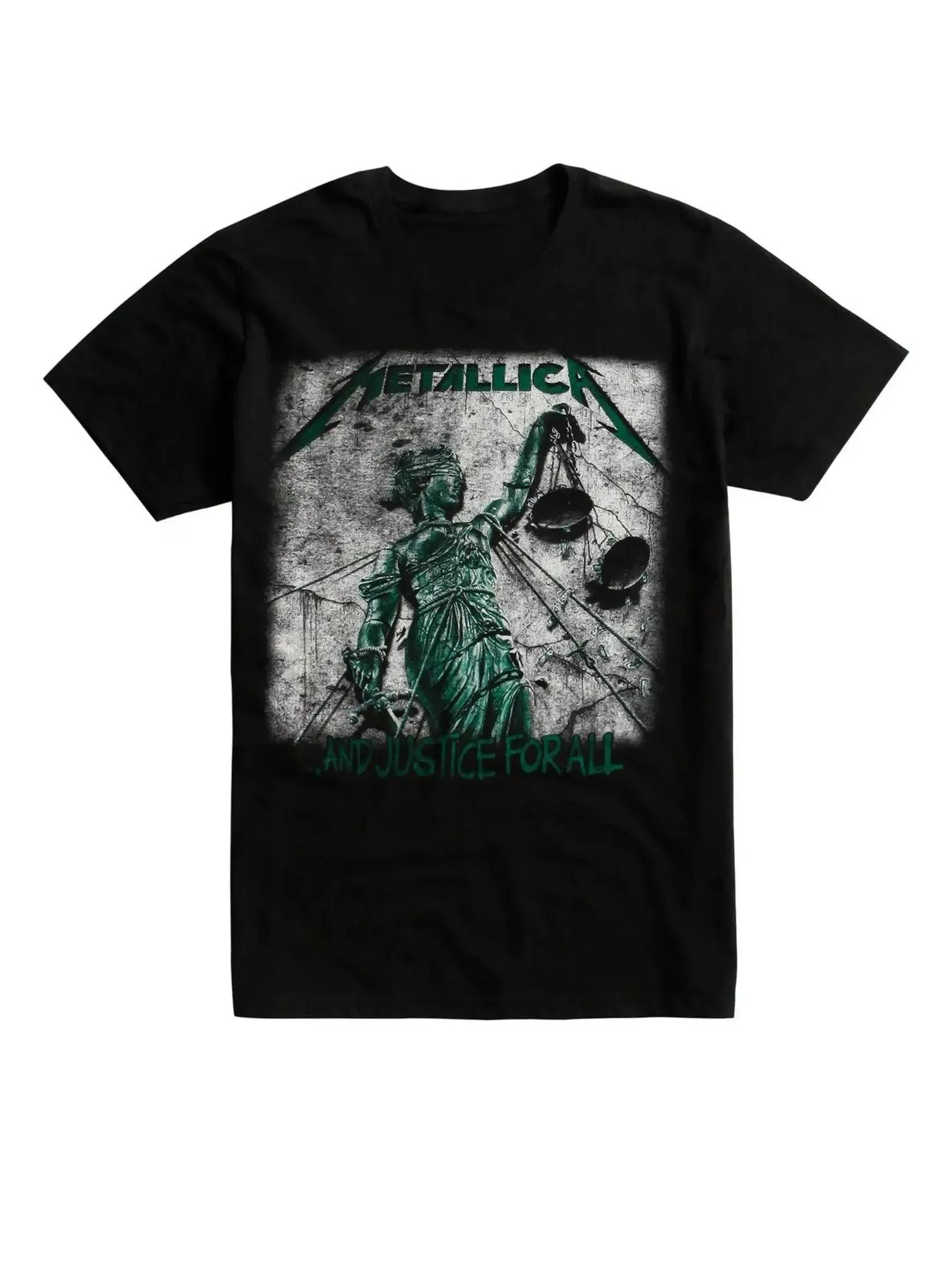 

Metallica ...And Justice for All Lady Justice Graphic T-Shirt, Unisex Thrash Metal Fan Streetwear Tee, 100% Cotton Casual Short Sleeve Top M чорний
