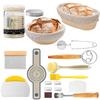 Rattan Bread Proofing Basket Set with Dough Mixer, Scraper & Silicone Brush