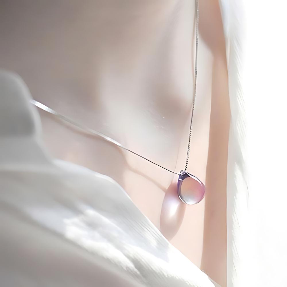 Modeschmuck Silber Halskette Kristall Oval Wassertropfen Anhänger Halskette Schmuck Zubehör für Damen Mädchen