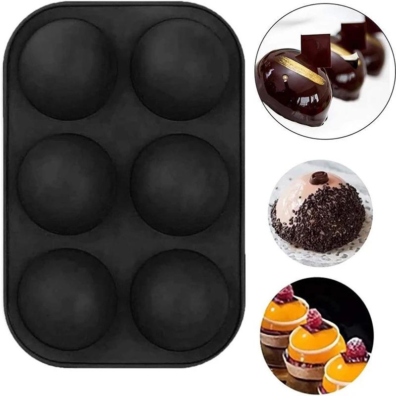 6Grids Silicone Mold Semicircle Pudding Mold Baking Cake Soap Cookie Mould Round Shape Chocolate Making Tool Kitchen Accessories
