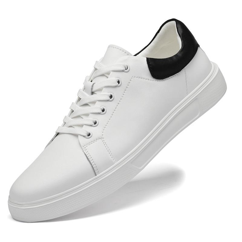 Men's Autumn Casual White Sneakers - British Style Soft Sole, Large Size Trendy Sports Board Shoes.
