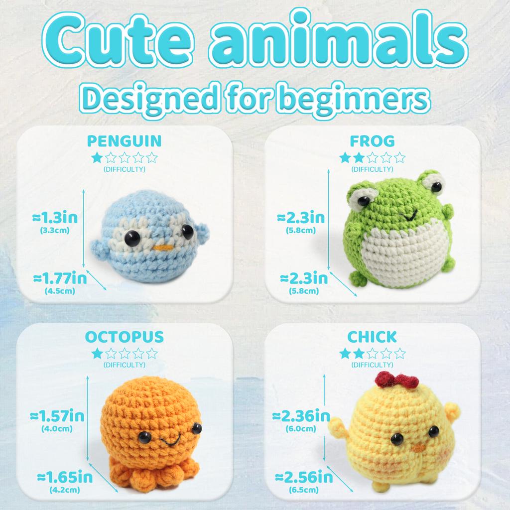 Kit da uncinetto Animal sery per principianti Set iniziale all'uncinetto, Kit da uncinetto fai-da-te per principianti, Kit per uncinetto e maglia passo dopo passo