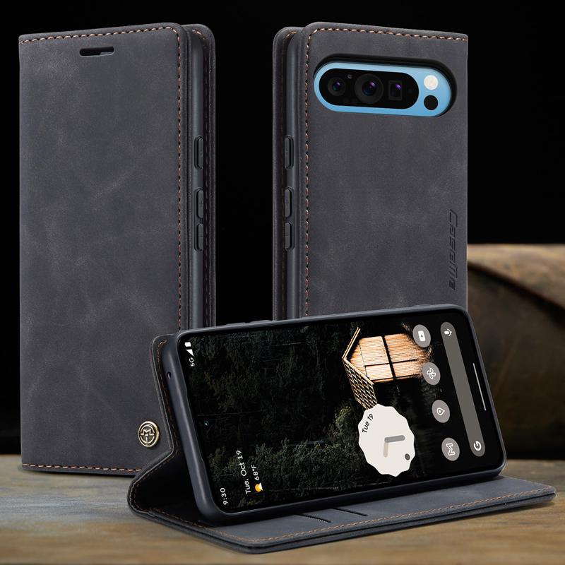 

For Google Pixel 10 9 Pro XL Case CaseMe Magnetic Retro Leather Flip Wallet Stand Cover With Card Slot for Pixel10 Pro Google Pixel 10 Pro