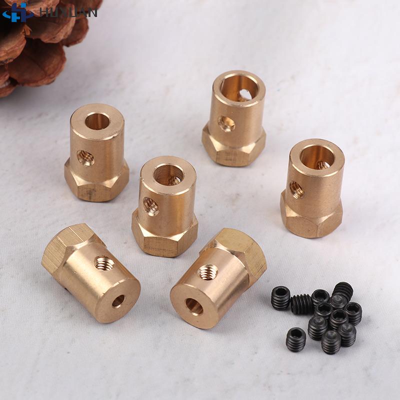 1Pcs 3/4/5/6/7/8MM Wheel Hex Coupling Coupler With Screws Brass Sleeve Adapter Tire Connector For RC Boat Car Spare Parts