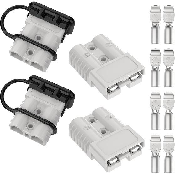 Anderson Connector 50A-600V With 6-12 Gauge, Gray 10PCS Battery Quick Connect/Disconnect Battery Quick Connector Wire Harness Plug Kit For Winch,