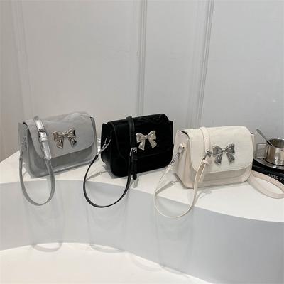 Bag Women's Casual Crossbody Bag Niche Design Fresh and Fashionable Casual One-shoulder Bow Small Square Bag