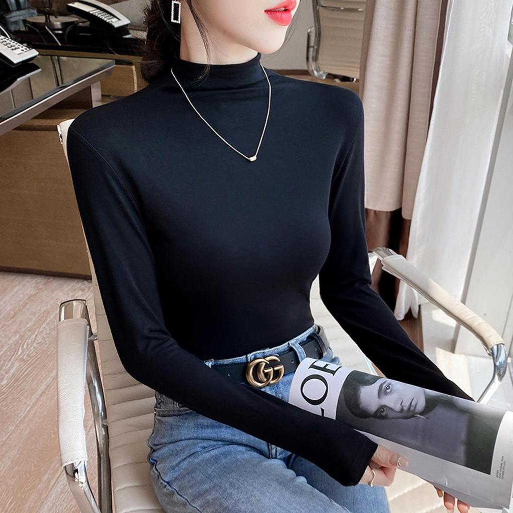 Women's Long-Sleeve Slim-Fit Brushed Fleece Base Layer T-shirt