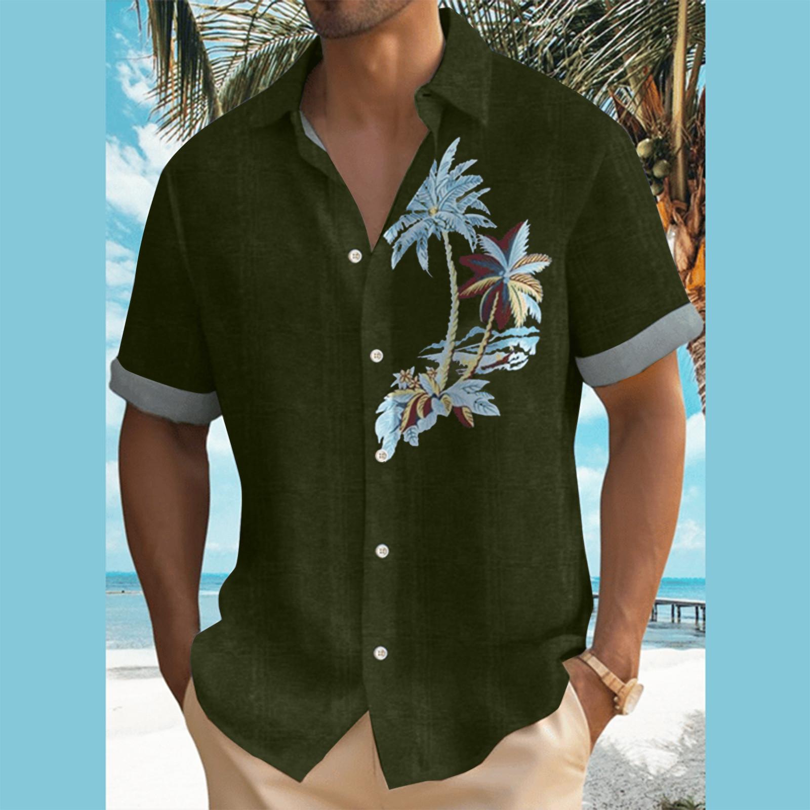 

Гавайская рубашка для мужчин, мужские винтажные рубашки для боулинга на пуговицах, летняя пляжная рубашка с коротким рукавом XL