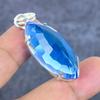 Swiss Blue Topaz Gemstone Handmade 925 Sterling Silver Pendant 1.97" Z8Y60