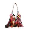 Indian Boho Style Leather Bucket Bag With Tassels And Pouch For Daily Casual Use