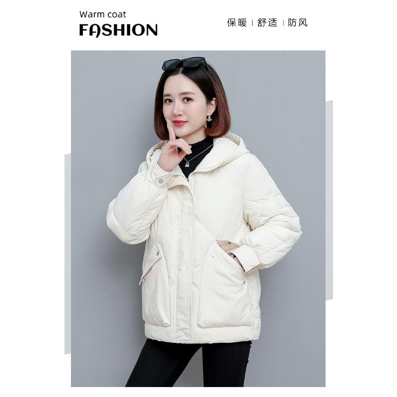 

Корейская женская ветрозащитная куртка с капюшоном, пушистая, теплая, свободного кроя, короткая, повседневная, спортивная, из высококачественной ткани, хлопковое пальто, куртка M