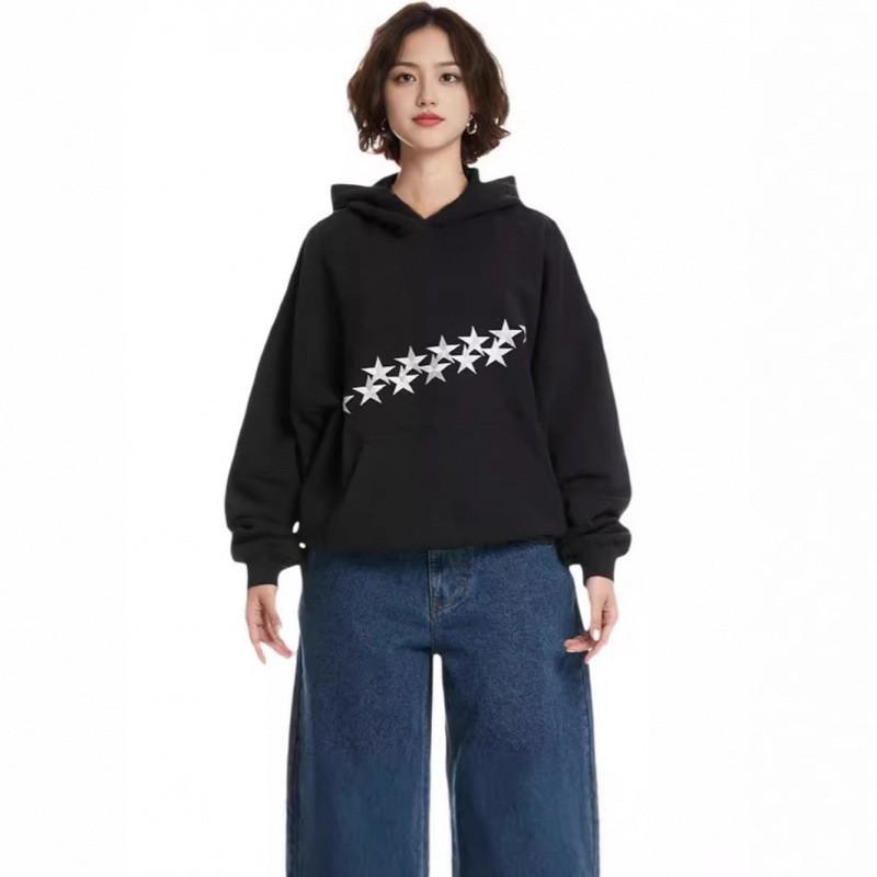 Y2K Star Letter Graphic Hoodie Loose Fit Unisex Streetwear Pullover
