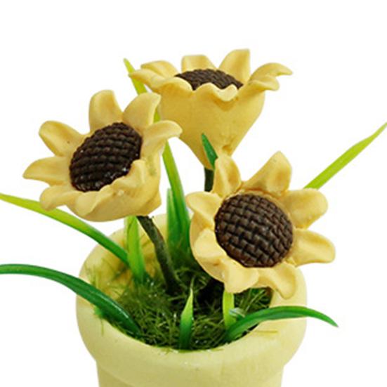 Miniature Sunflower Exquisite Imagination Cultivation Resin Doll House Mini Sunflower for Children