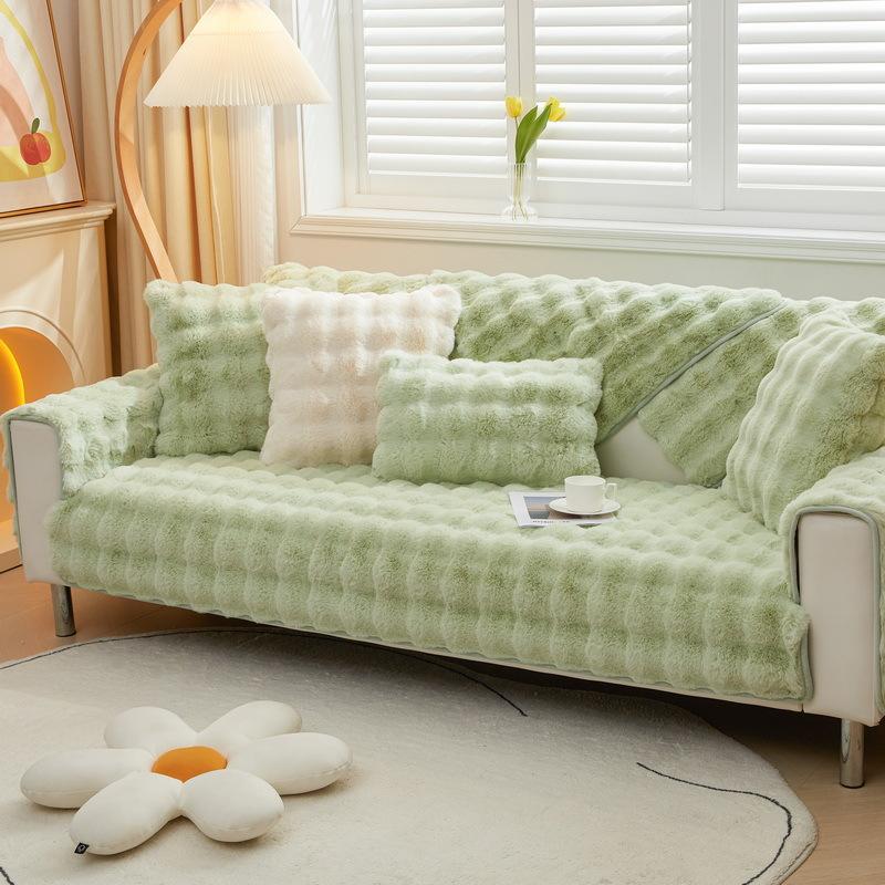 Rabbit Plush Internet Celebrity Sofa Cushion Winter Thickened Plush Seat Cushion Non-Slip Leather Sofa Cover  New Cover Towel