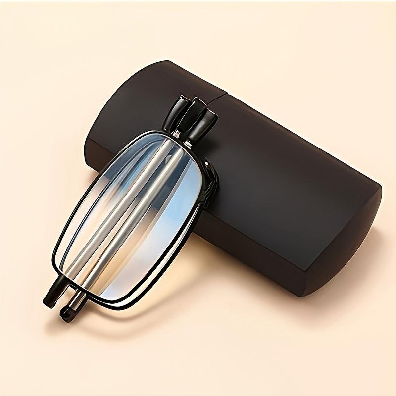 Portable Reading Glasses with+1 To+4.0 Magnification Square Full Frame Design with Compact Hard Case Box