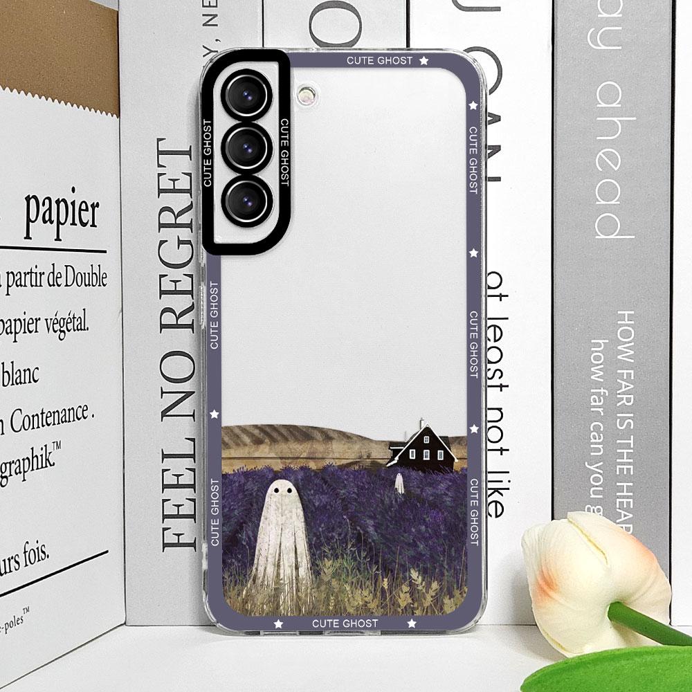

Cute Ghost Sunflower Art Case for Samsung Galaxy S22 S 21 S23 S24 S25 Ultra Plus FE 5G Shockproof Soft Clear Phone Covers Fundas For Samsung S23