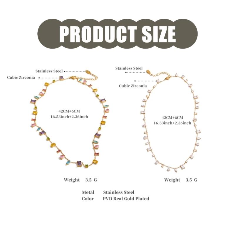 Bohemian Cubic Zirconia Pendant Necklace Neck Jewelry Fashion Accessories Trendy Beads Necklace Present for Women Girls