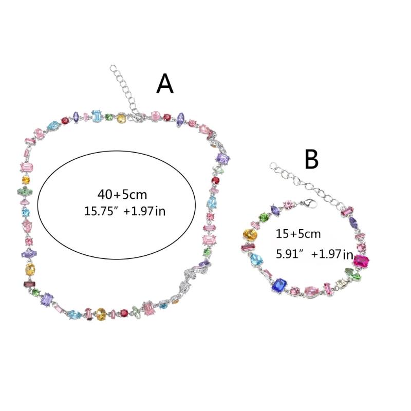 Heart Aesthetic Zircon Necklace Bead Chain Bracelet Clavicle Chain Women Girls Wedding Jewelry Party Birthday Gift