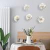 3D Ceramic Flower Wall Decor Ceramic Hanging Decor Unique Arts Sculpture White Artificial Flower for Bedroom Dining Home Hallway
