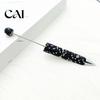 Crystal Diamond Gel Pen Beadable Pens, Bling Rhinestone Beaded DIY Bead Pen, Shaft Decorative Craft Black Ink Ballpoint Pens for Decorations