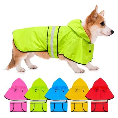 Waterproof Dog Hooded Raincoat Reflective Strip Pet Fluorescent Clothes Dog Rain Cloak  Puppy