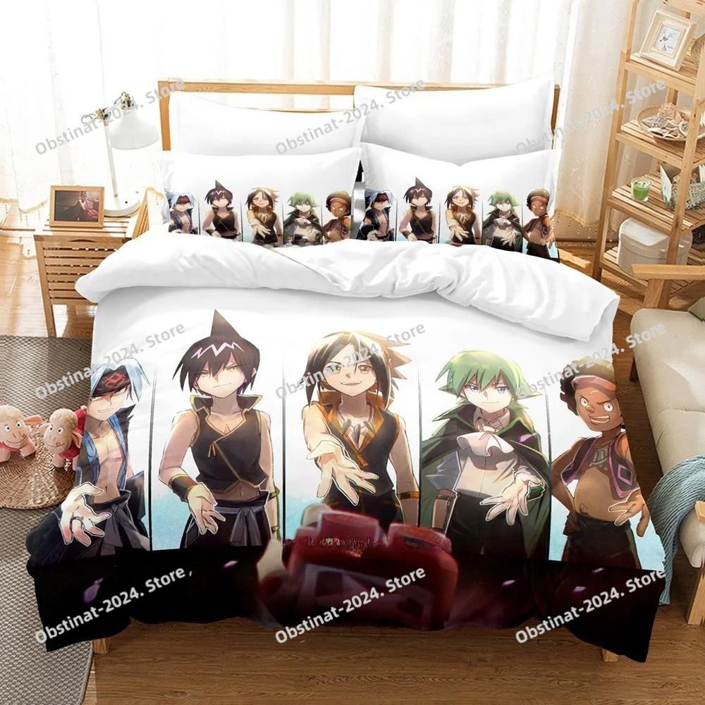Personality 3D Printing Shaman King Bedding Set Cartoon Anime three-piece Set Adult Kid Bedroom Duvet Cover Sets Home Textiles