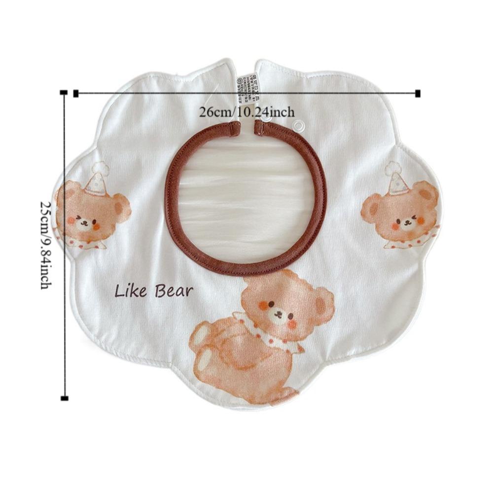 Cartoon Anti-vomiting Bibs Cotton Yarn Flower Shape Baby Drooling Bibs Round Neck Rotatable Baby Cotton Bibs