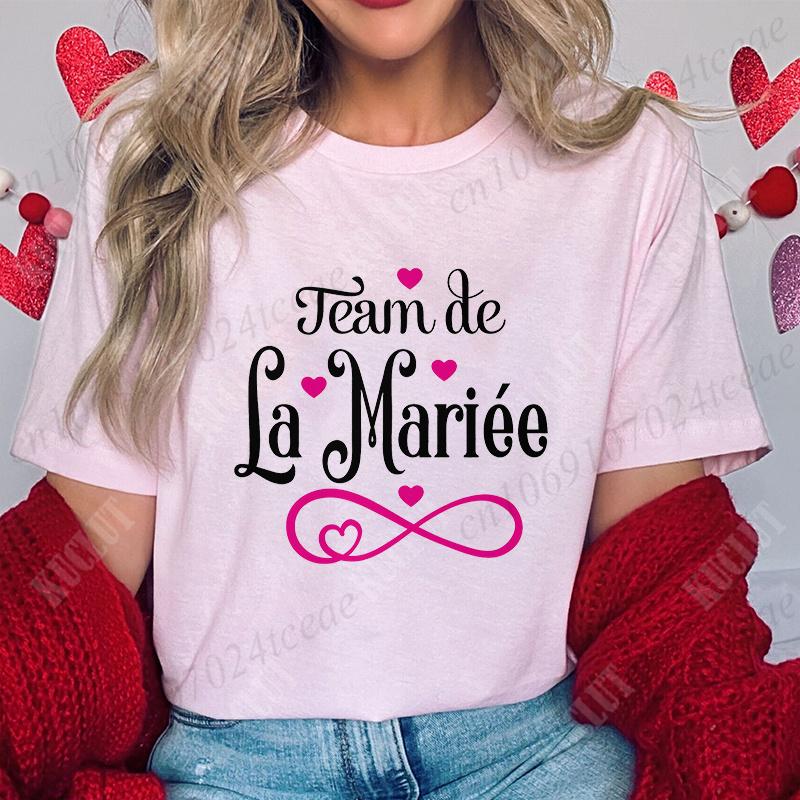 Team Bride Tshirt Women Bachelorette Hen Bridal Wedding Party T-Shirts Tees Evjf Future Clothing French Single Farewell Tops