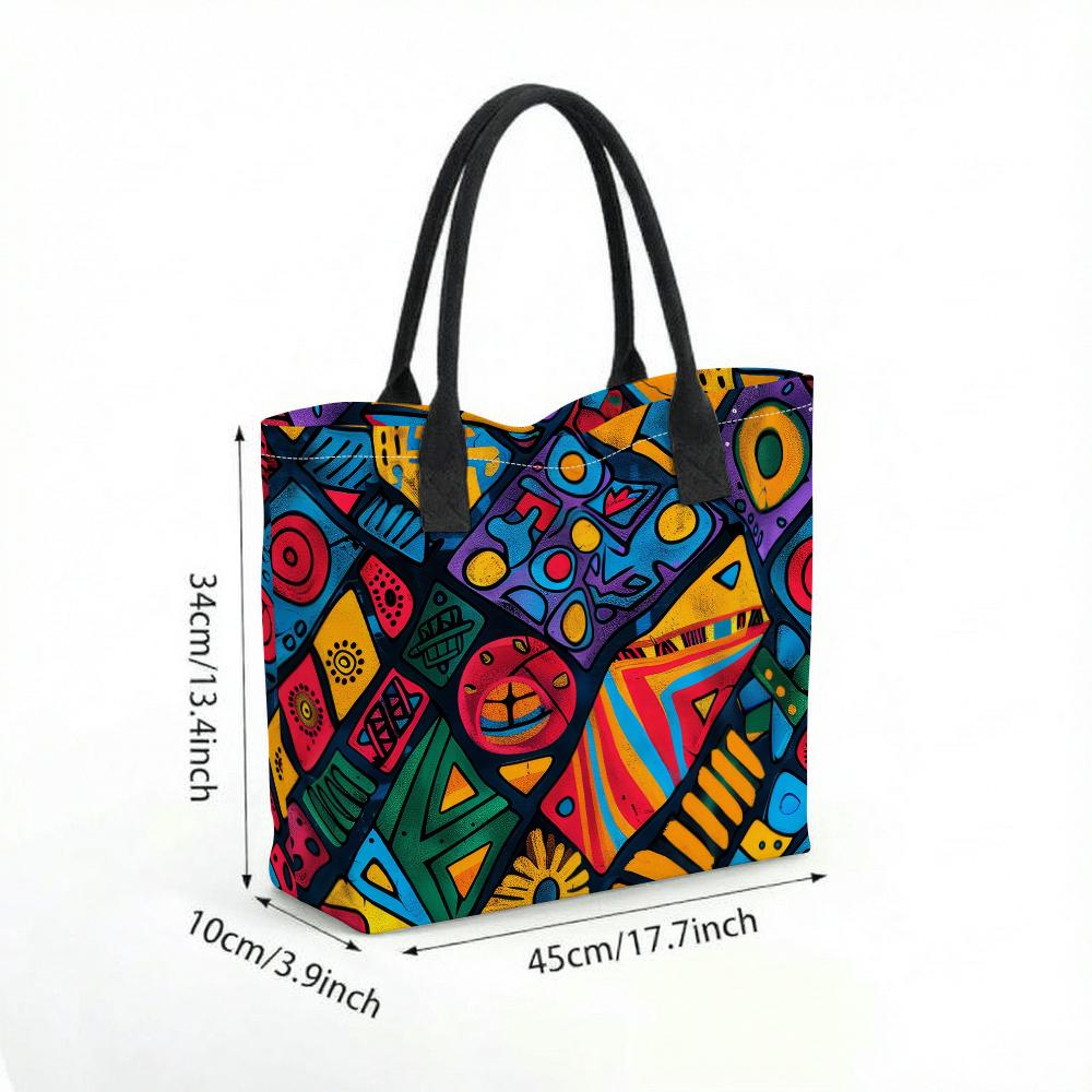 Colorful Graffiti Pattern Tote Bag Large Capacity Casual Portable Daily Shoulder Handbag