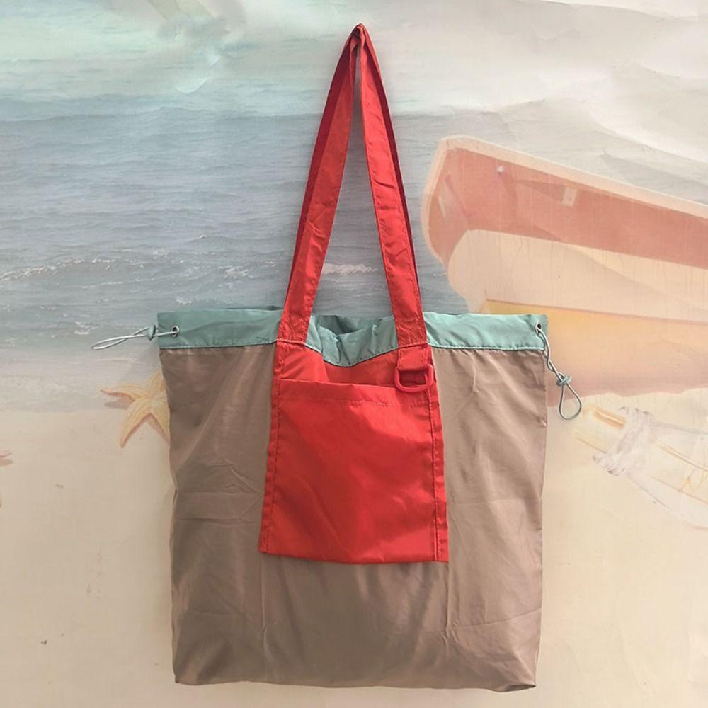 Reusable Foldable Shopping Bag Large Capacity Drawstring Handbag Durable Tote Bag  Outdoor
