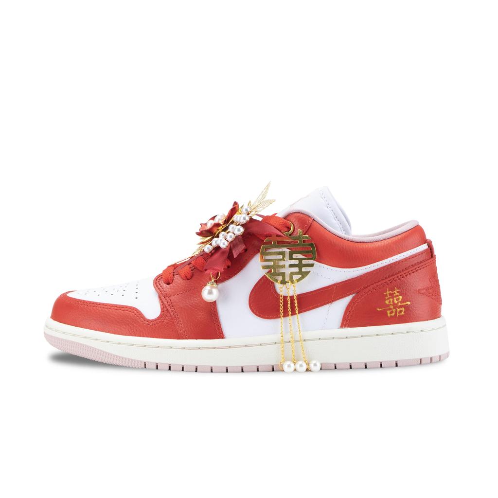 Jordan Air Jordan 1 Ten Li Red Beauty Abrasion Resistant Low top Vintage Basketball Shoes Women's Gold Red DC0774-162(Team836-)