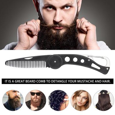 Stainless Steel Folding Comb Anti Static Beard Mustache Hairdressing Styling Comb for Men